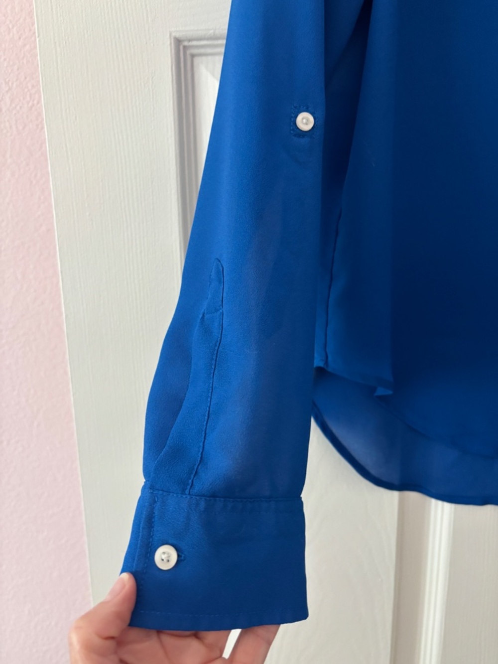 Hollister Chiffon Button-up Blouse - Blue Size S - Picture 8 of 12